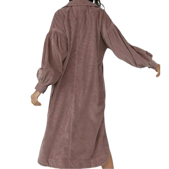 Free People Jenna Cord Trench XS & XL Taupe Purple Longline Button Corduroy Coat - Picture 2 of 9